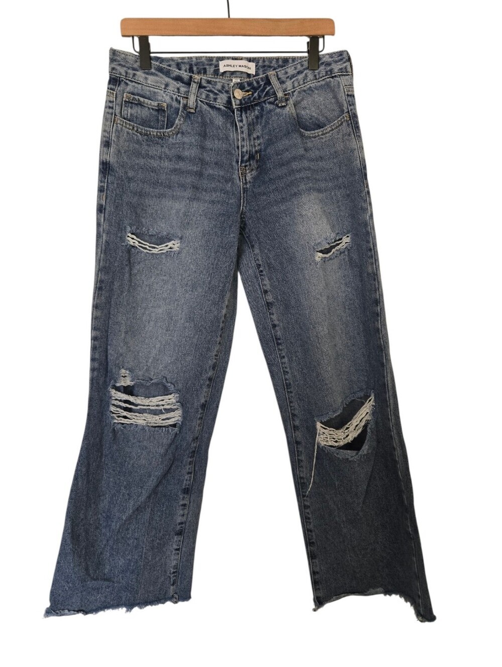 👖 Ashley Mason Distressed Wide Leg Jeans | Size 9/29 - Picture 2 of 5